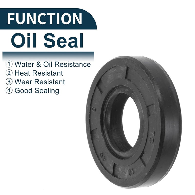 TUCKBOLD Universal Oil Seal TC Double Lip W Steel Spring Seal Ring Rotary Shaft Seal 18x40x8mm High Pressure NBR Rubber Black 5 Pcs - Image 3